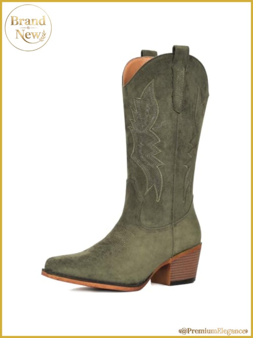 Cowboy Boots for Women Mid Calf Western Boots with Embroidery